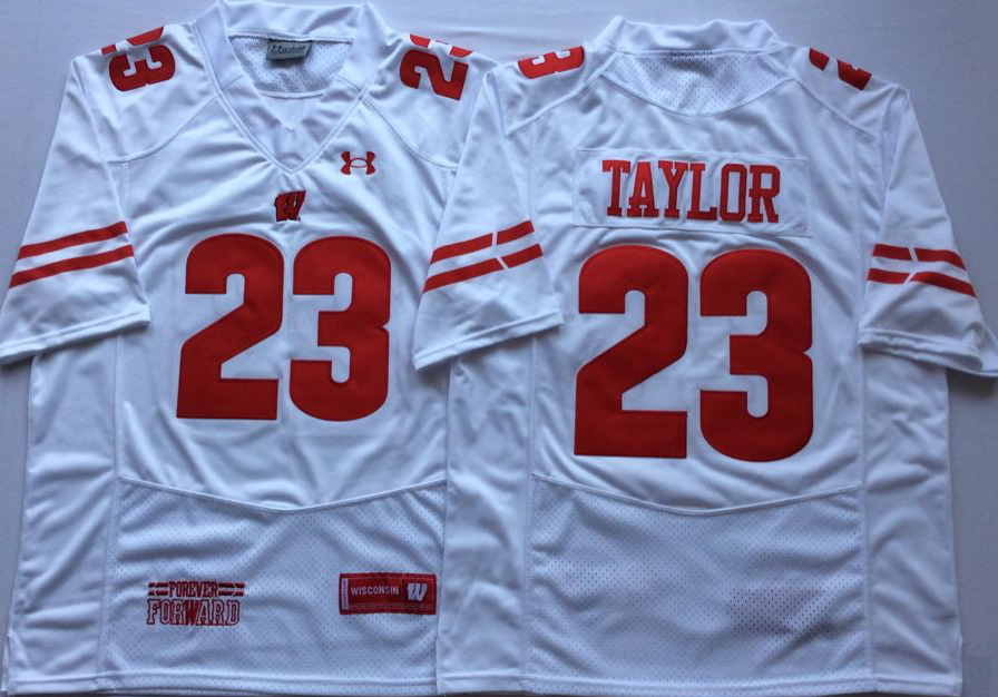 NCAA Men Wisconsin Badgers White #23 TAYLOR->ncaa teams->NCAA Jersey